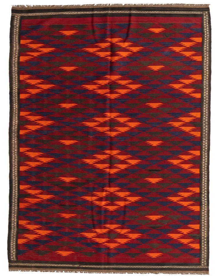Detail image of 4' 10 x 12' 1 Hand Woven Kilim Afghan Wool Runner Rug