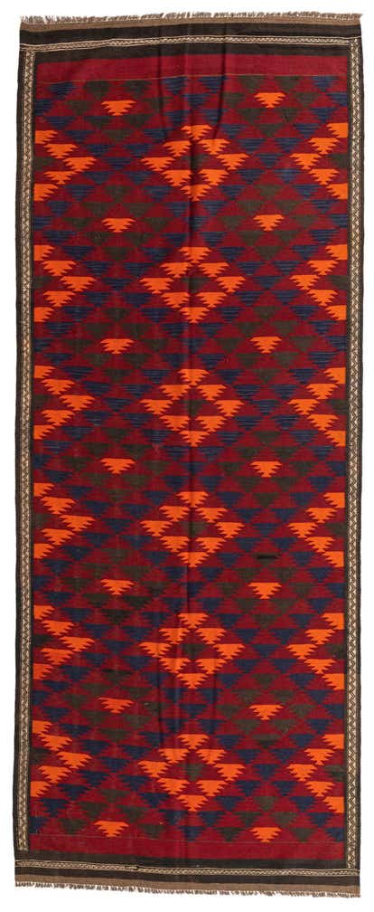 4' 10 x 12' 1 Hand Woven Kilim Afghan Wool Runner Rug