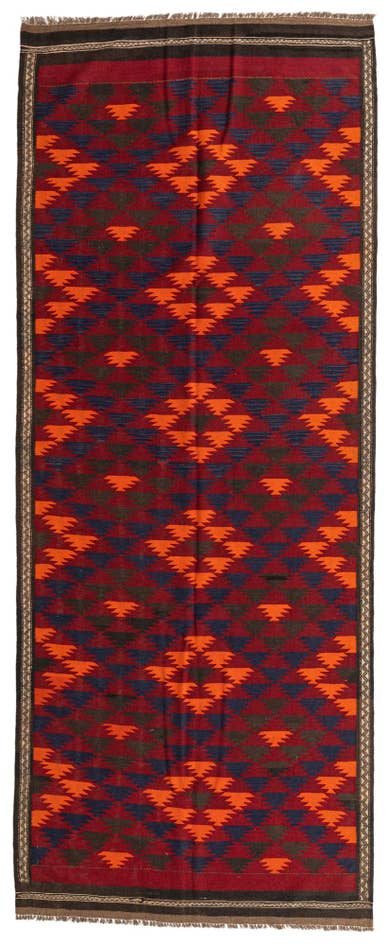 Detail image of 4' 10 x 12' 1 Hand Woven Kilim Afghan Wool Runner Rug