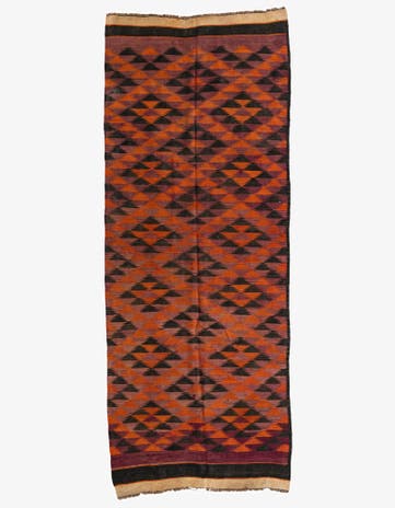4' 5 x 11' 3 Hand Woven Kilim Afghan Wool Runner Rug