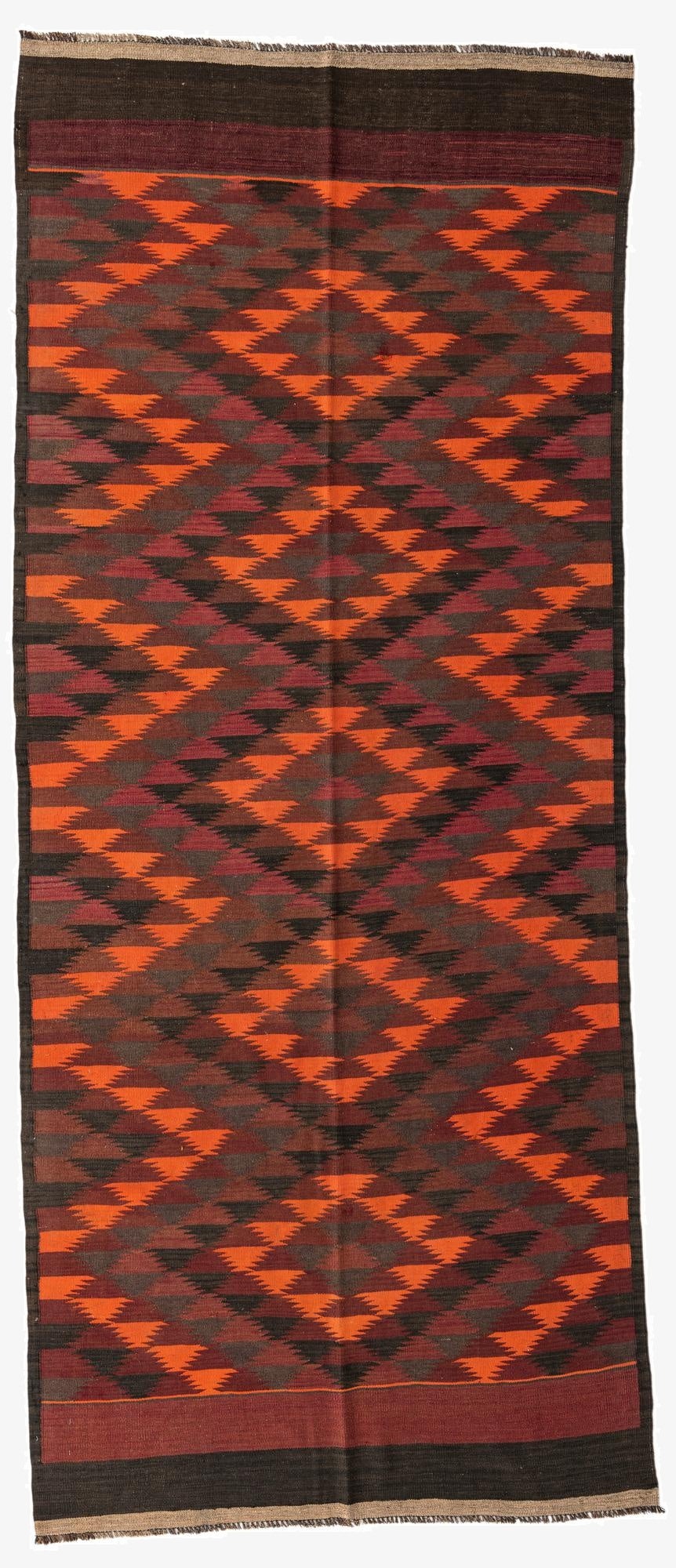 4' 9 x 11' 6  Hand Woven Kilim Afghan Wool Runner Rug