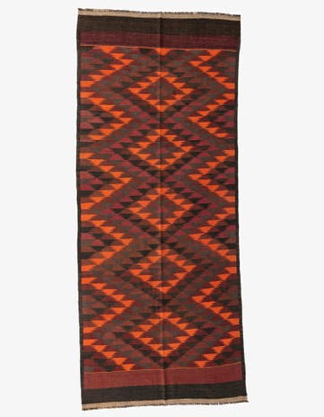4' 9 x 11' 6 Hand Woven Kilim Afghan Wool Runner Rug