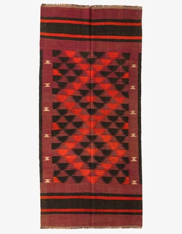 4' 2 x 9' Hand Woven Kilim Afghan Wool Runner Rug
