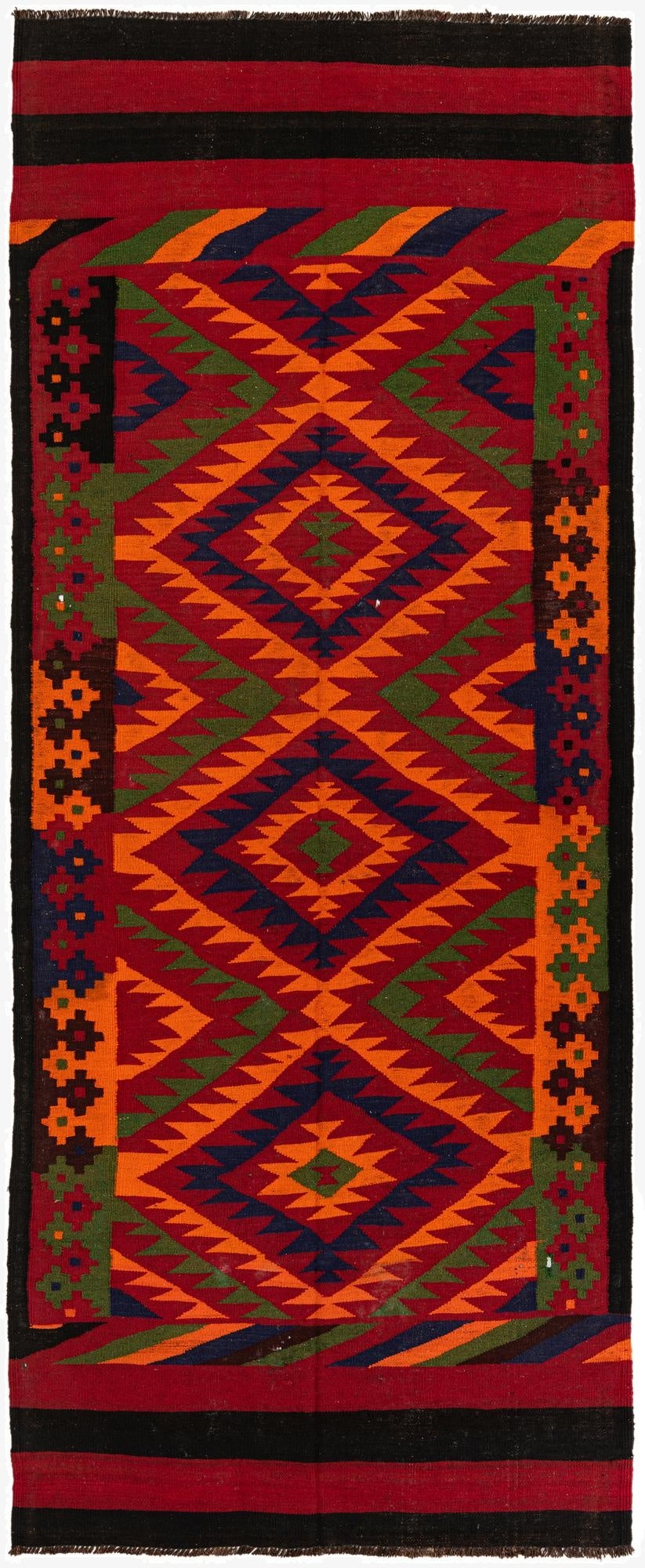 4' 7 x 11' 5  Hand Woven Kilim Afghan Wool Runner Rug
