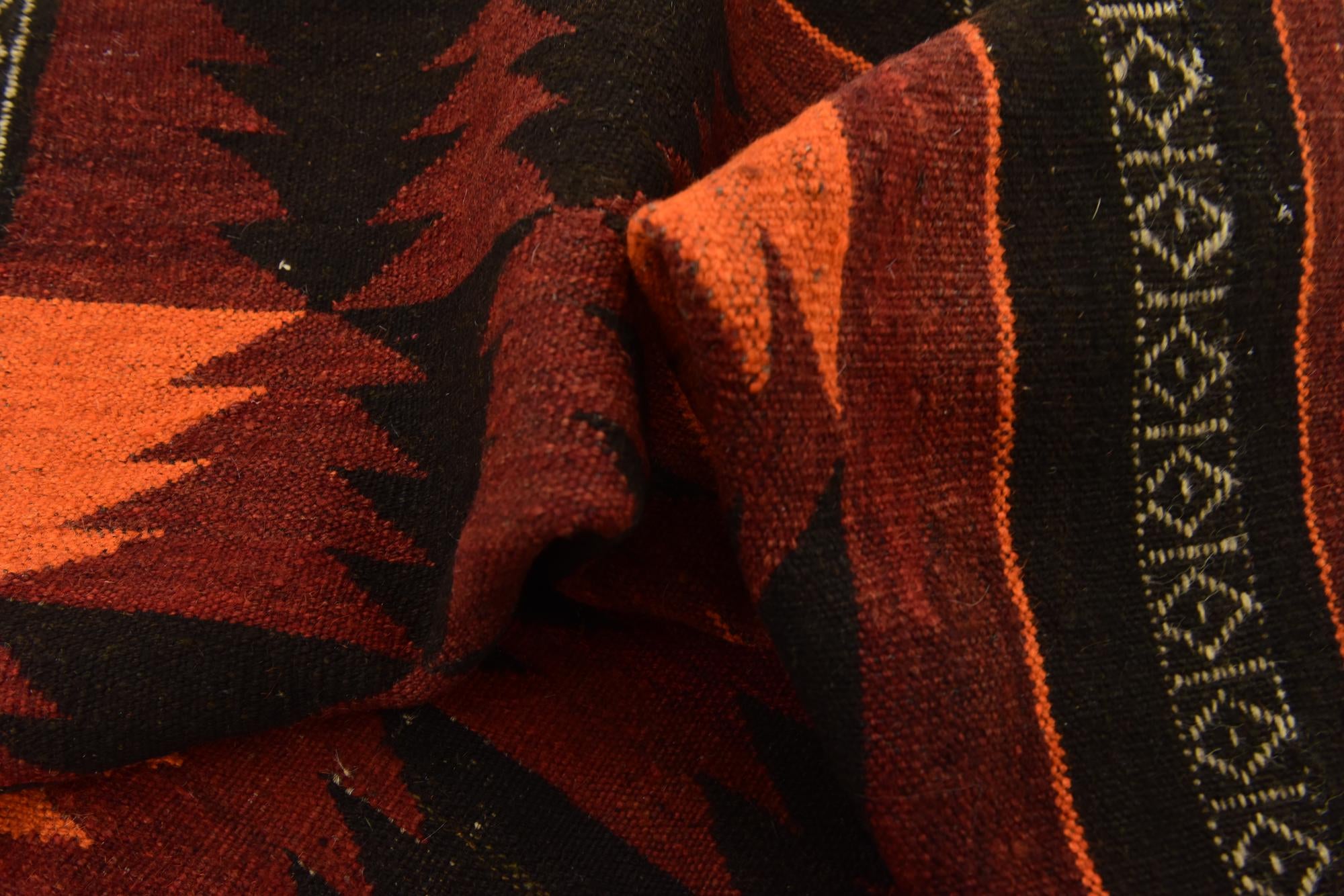 4' 3 x 12' 6 Hand Woven Kilim Fars Wool Runner Rug