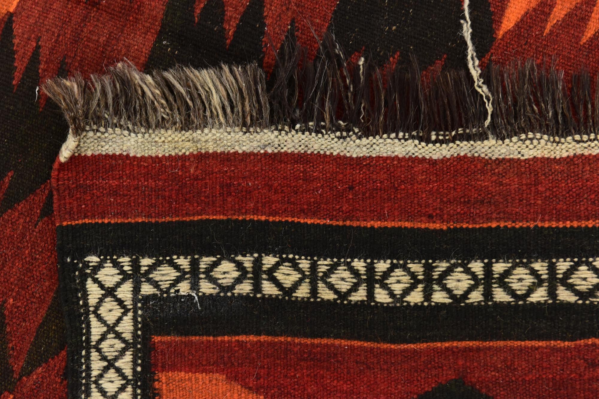 4' 3 x 12' 6 Hand Woven Kilim Fars Wool Runner Rug
