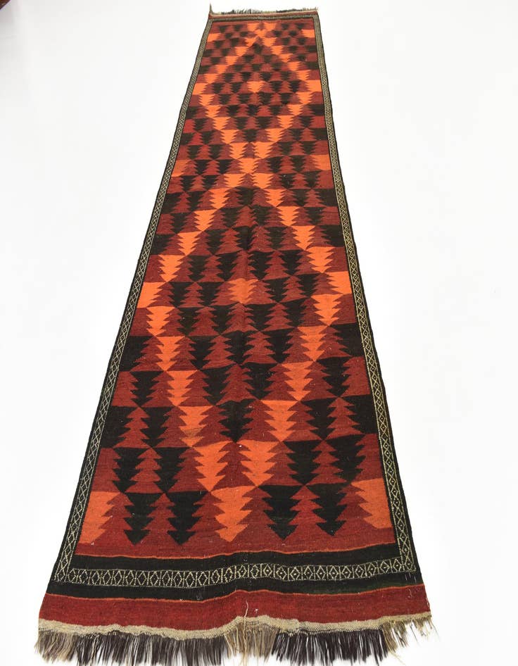 Detail image of 4' 3 x 12' 6  Hand Woven Kilim Fars Wool Runner Rug