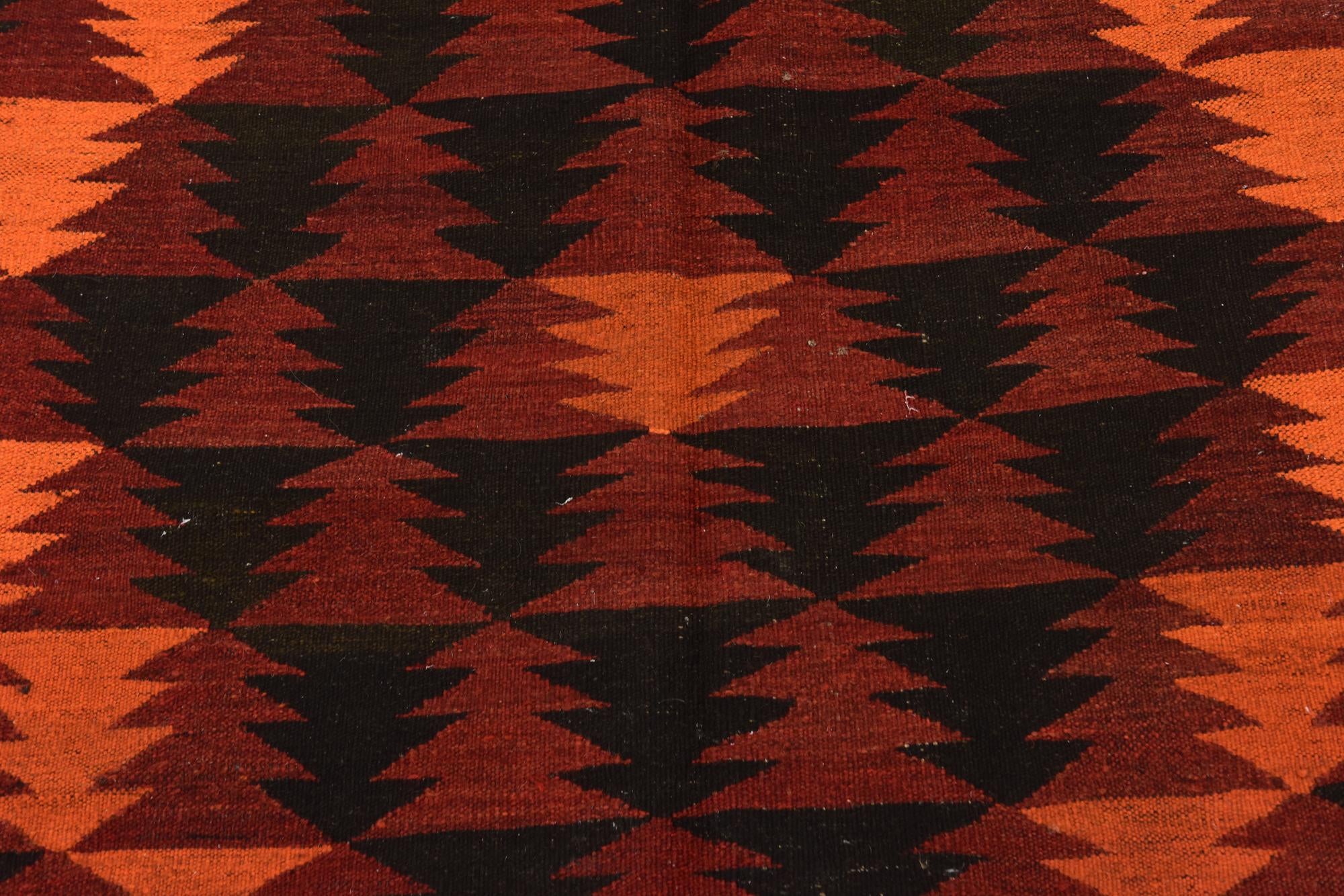 4' 3 x 12' 6 Hand Woven Kilim Fars Wool Runner Rug