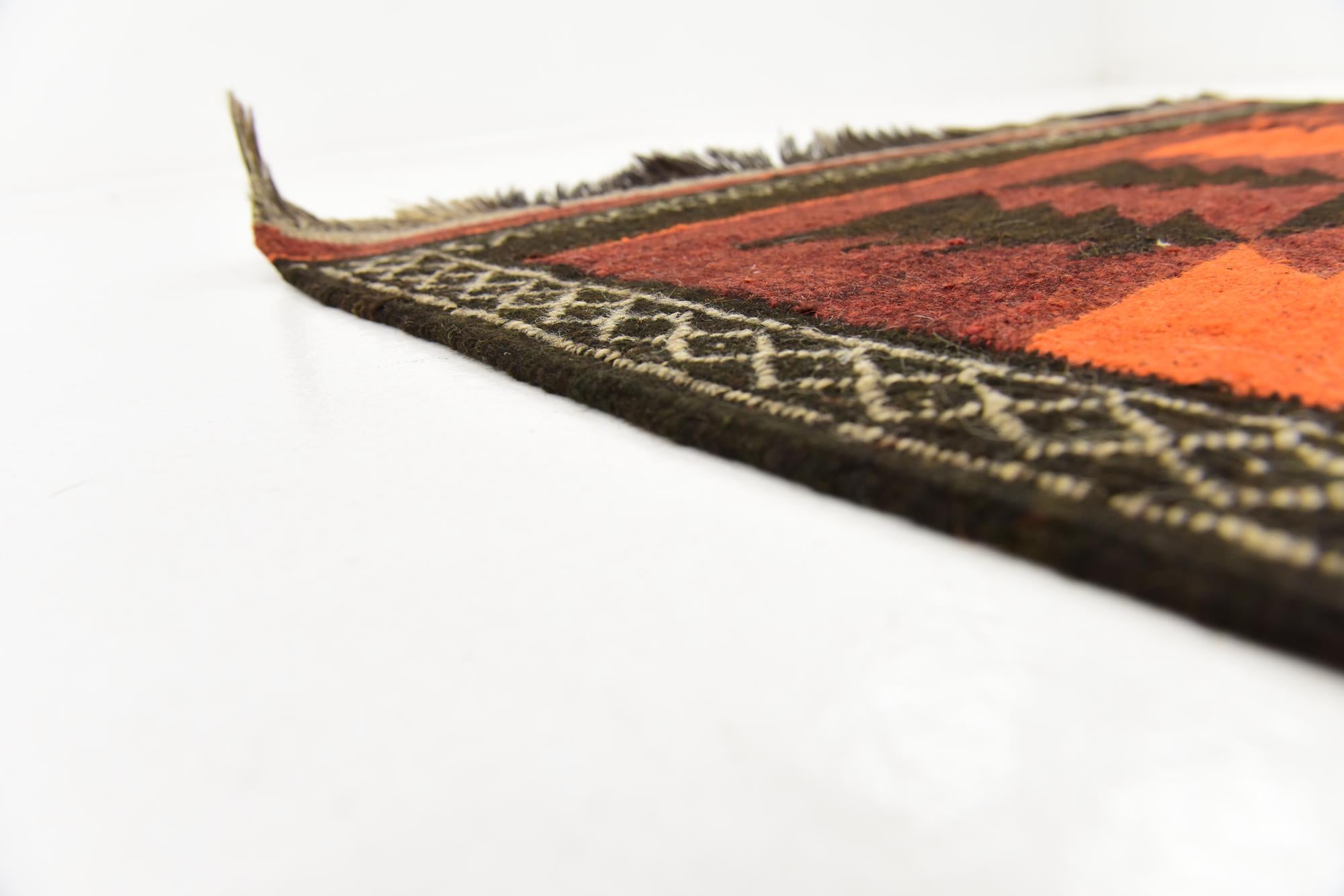 4' 3 x 12' 6 Hand Woven Kilim Fars Wool Runner Rug