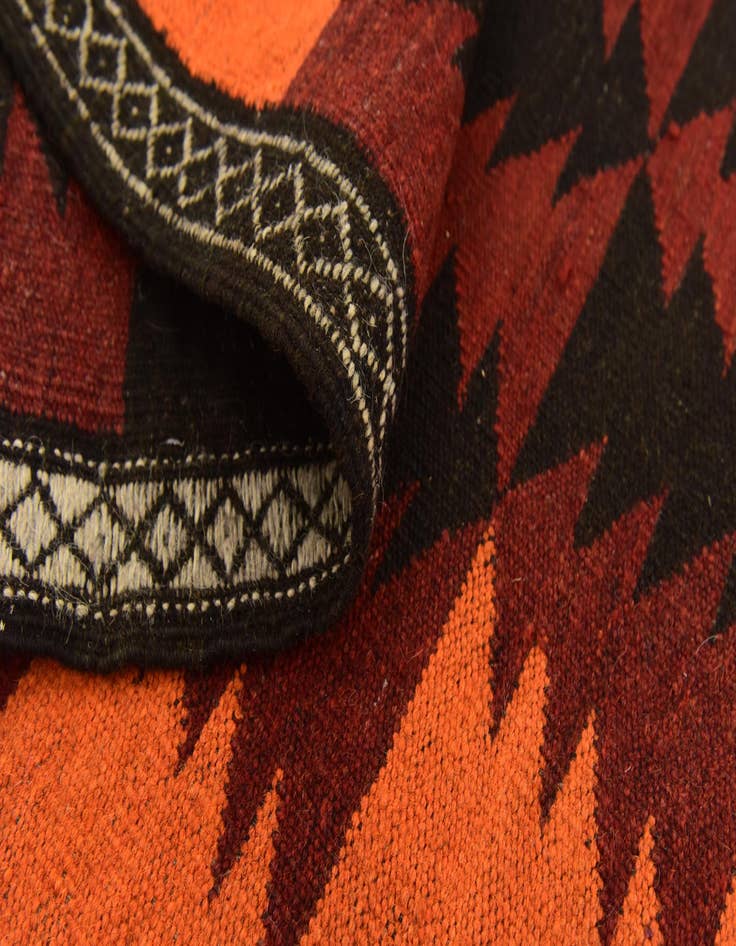 Detail image of 4' 3 x 12' 6  Hand Woven Kilim Fars Wool Runner Rug