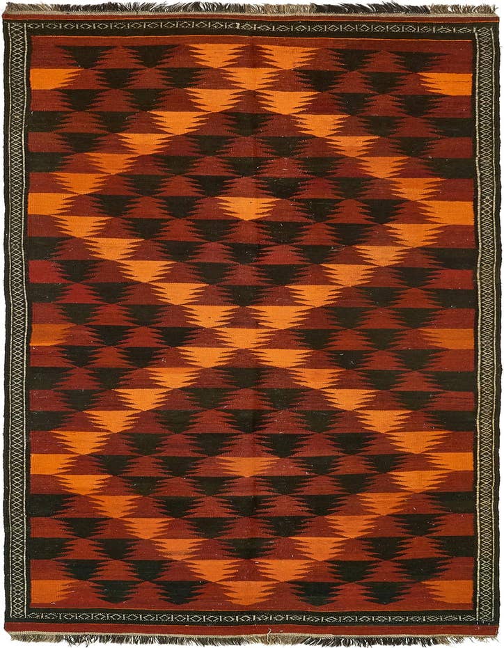 Detail image of 4' 3 x 12' 6 Hand Woven Kilim Fars Wool Runner Rug