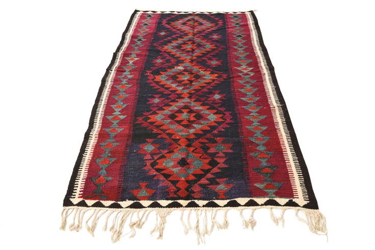 Detail image of 4' x 8' Hand Woven Kilim Fars Wool Runner Rug