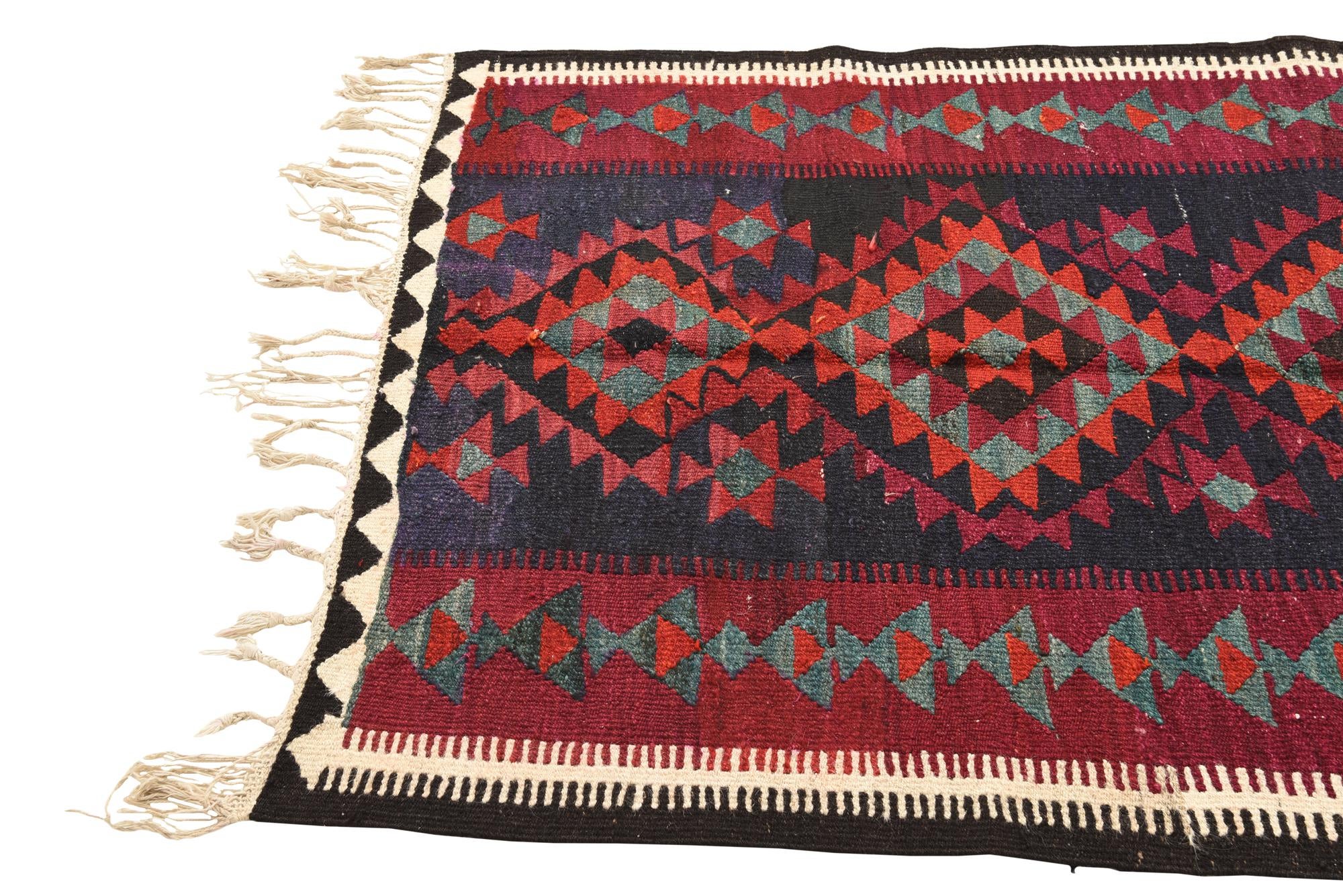 4' x 8' Hand Woven Kilim Fars Wool Runner Rug