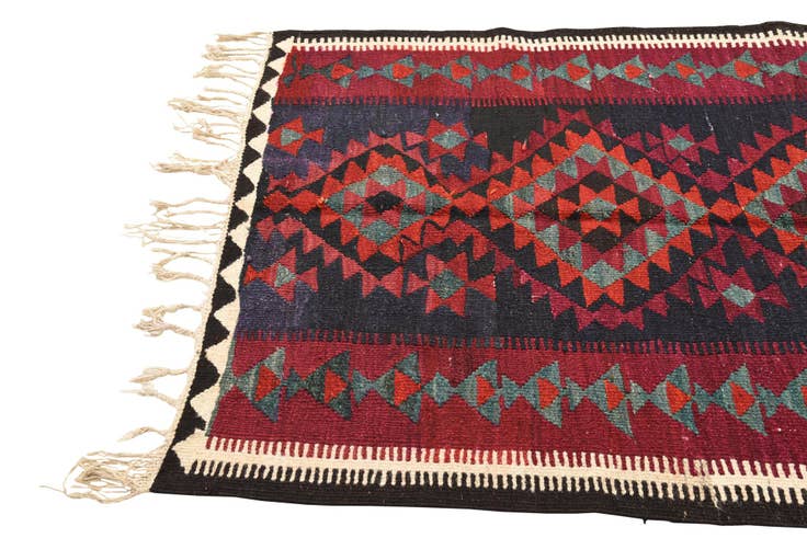 Detail image of 4' x 8' Hand Woven Kilim Fars Wool Runner Rug