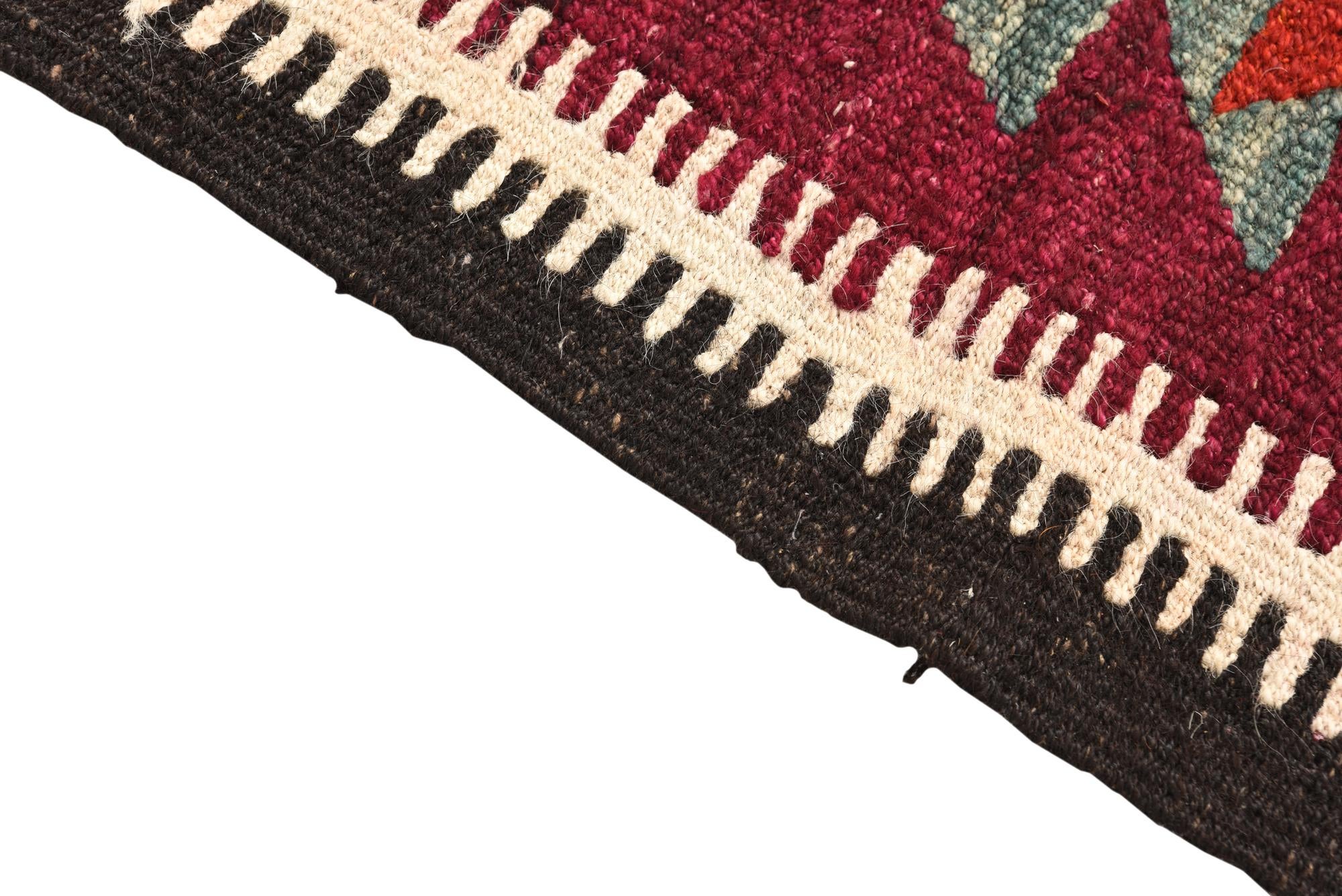 4' x 8' Hand Woven Kilim Fars Wool Runner Rug