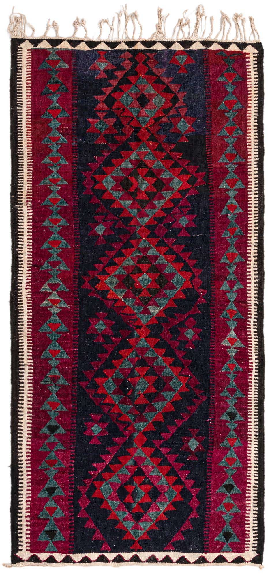 4' x 8' Hand Woven Kilim Fars Wool Runner Rug