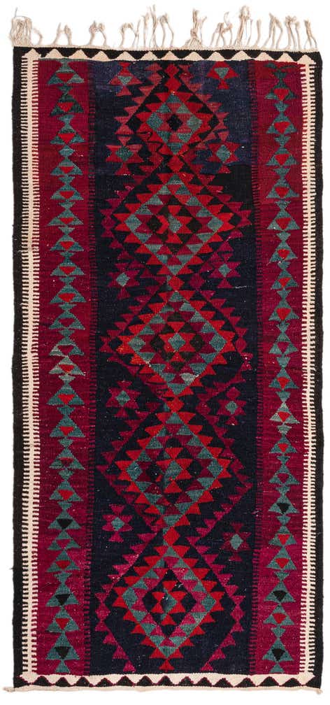 4' x 8' Hand Woven Kilim Fars Wool Runner Rug