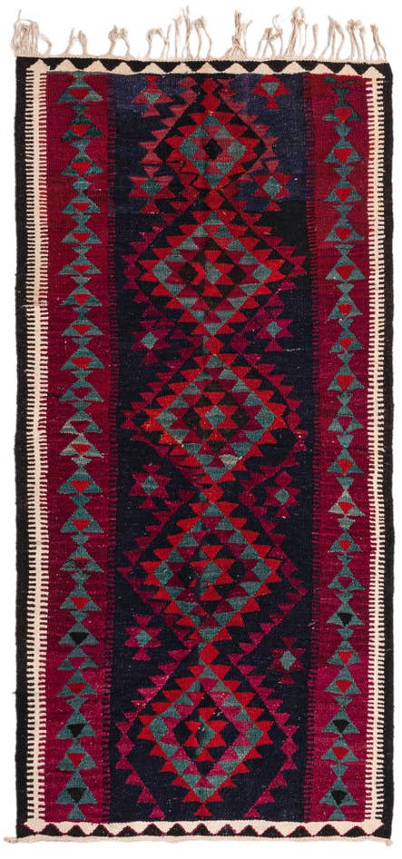 Detail image of 4' x 8' Hand Woven Kilim Fars Wool Runner Rug