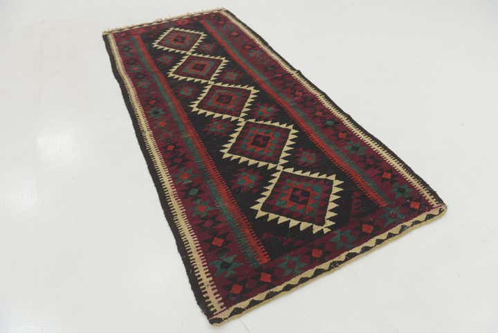 4' x 9' 4 Hand Woven Kilim Fars Wool Runner Rug