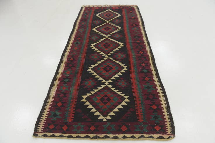 Detail image of 4' x 9' 4 Hand Woven Kilim Fars Wool Runner Rug