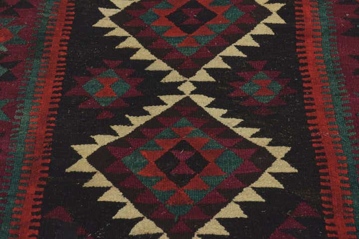 4' x 9' 4 Hand Woven Kilim Fars Wool Runner Rug