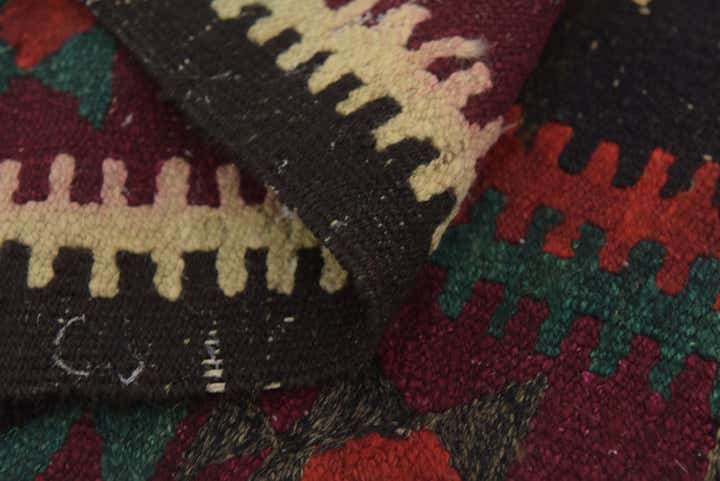 4' x 9' 4 Hand Woven Kilim Fars Wool Runner Rug