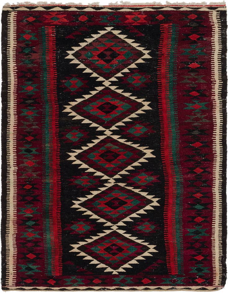 Detail image of 4' x 9' 4 Hand Woven Kilim Fars Wool Runner Rug