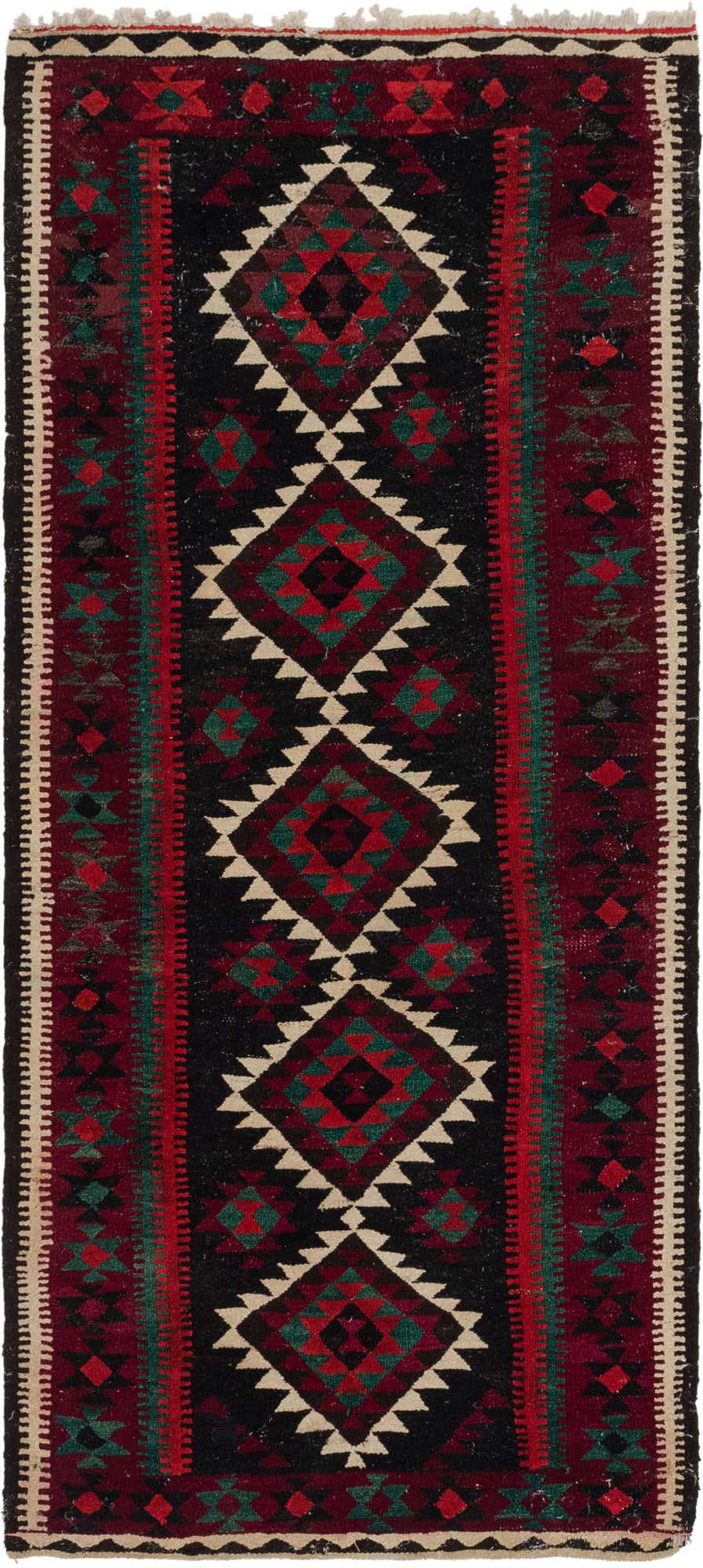 4' x 9' 4 Hand Woven Kilim Fars Wool Runner Rug