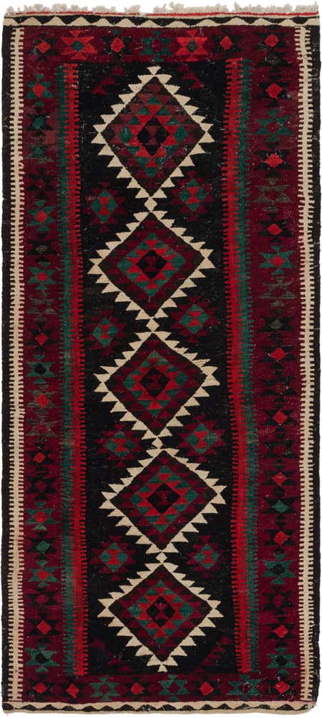 4' x 9' 4 Hand Woven Kilim Fars Wool Runner Rug