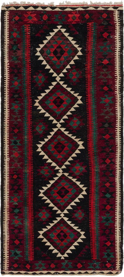 Detail image of 4' x 9' 4 Hand Woven Kilim Fars Wool Runner Rug