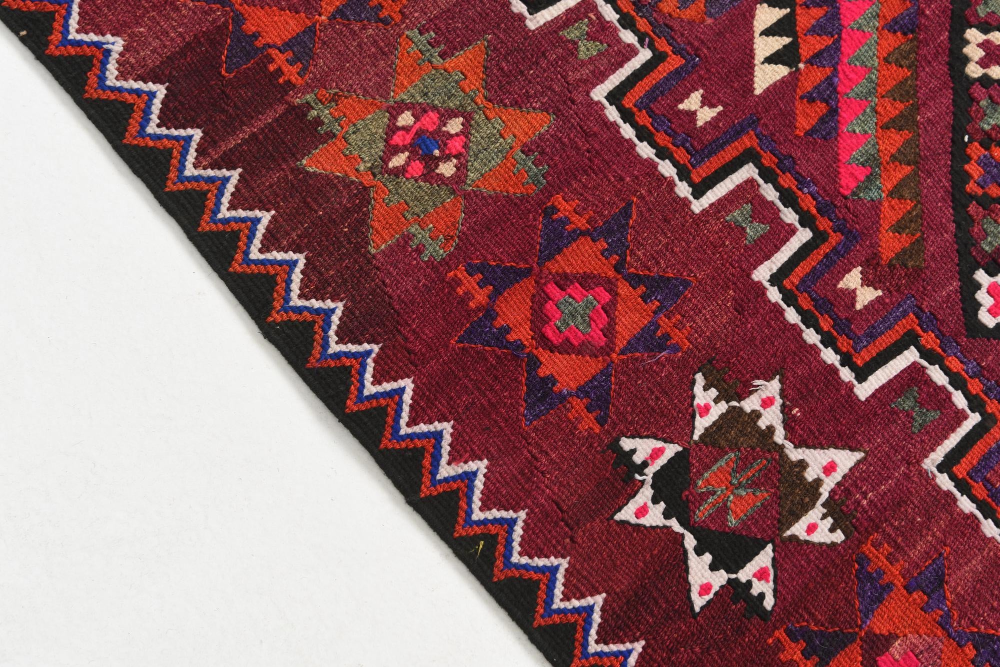 4' 10 x 10' 7 Hand Knotted Kilim Fars Persian Wool Runner Rug