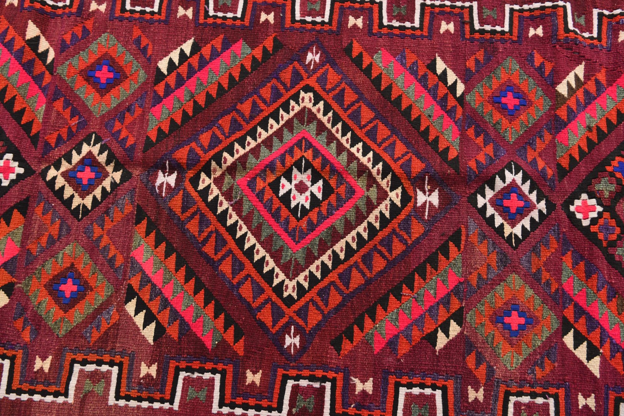 4' 10 x 10' 7 Hand Knotted Kilim Fars Persian Wool Runner Rug
