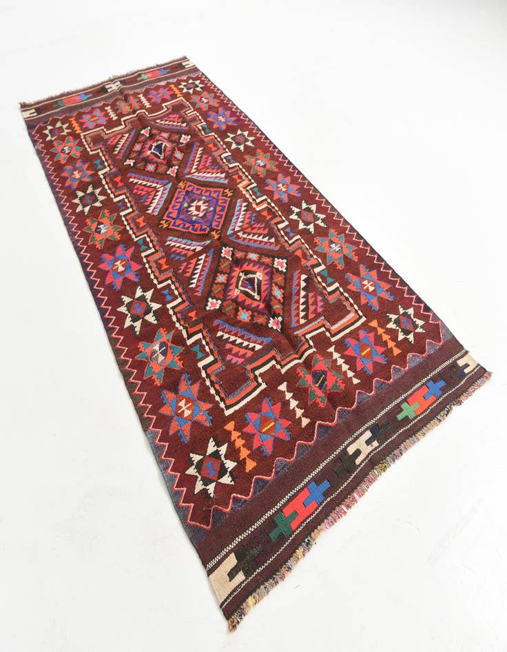 Detail image of 4' 7 x 9' 4  Hand Knotted Kilim Fars Persian Wool Runner Rug