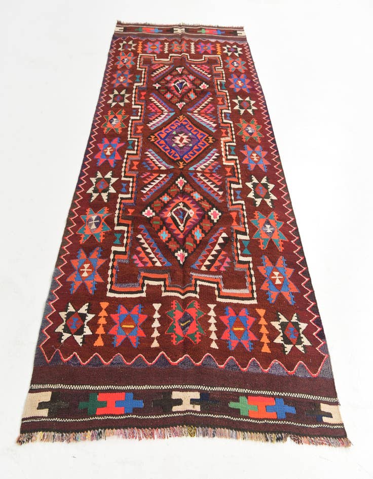 Detail image of 4' 7 x 9' 4  Hand Knotted Kilim Fars Persian Wool Runner Rug