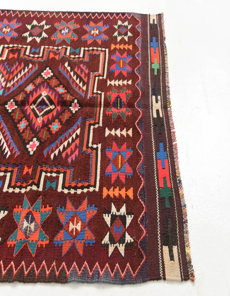 Detail image of 4' 7 x 9' 4  Hand Knotted Kilim Fars Persian Wool Runner Rug