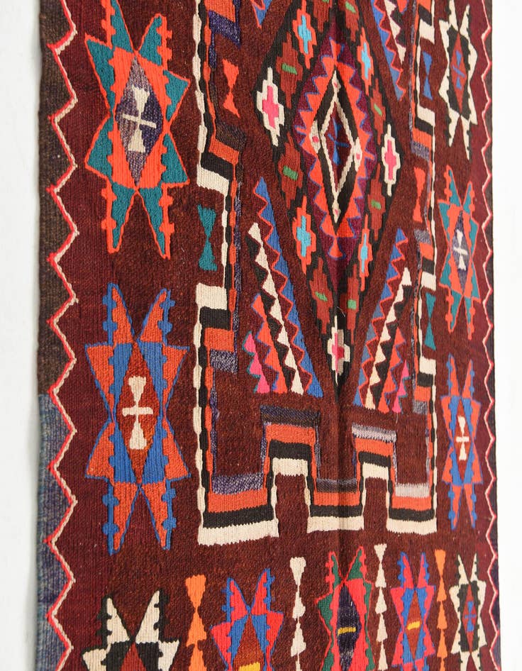Detail image of 4' 7 x 9' 4  Hand Knotted Kilim Fars Persian Wool Runner Rug
