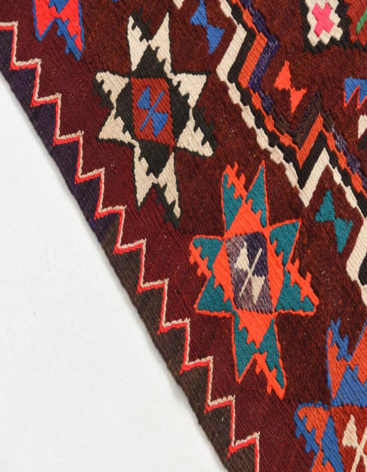 Detail image of 4' 7 x 9' 4  Hand Knotted Kilim Fars Persian Wool Runner Rug