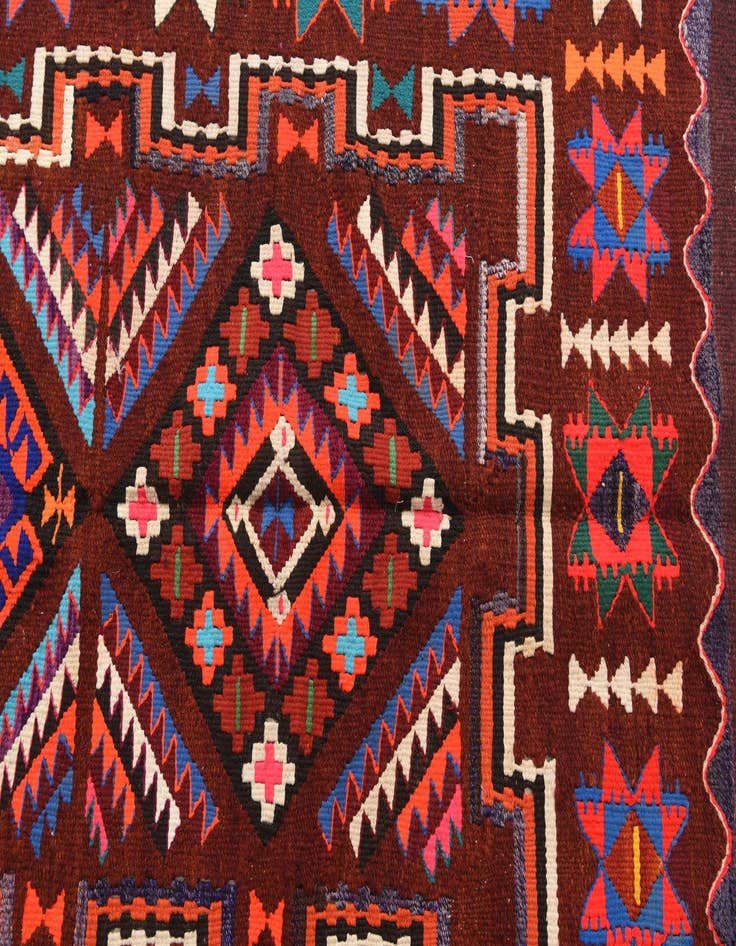 Detail image of 4' 7 x 9' 4  Hand Knotted Kilim Fars Persian Wool Runner Rug