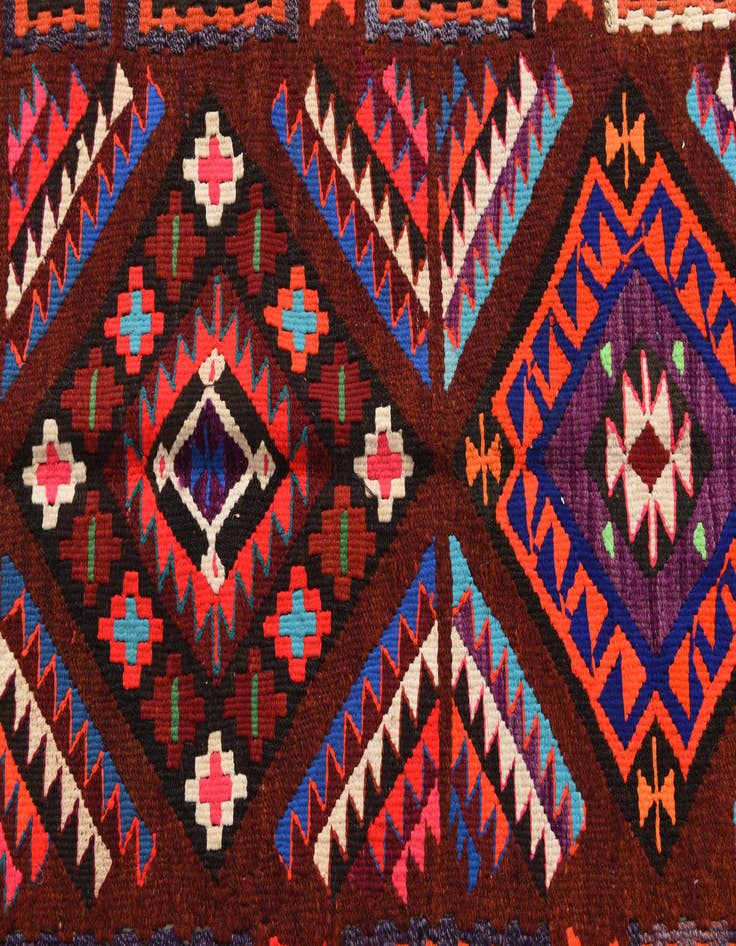 Detail image of 4' 7 x 9' 4  Hand Knotted Kilim Fars Persian Wool Runner Rug