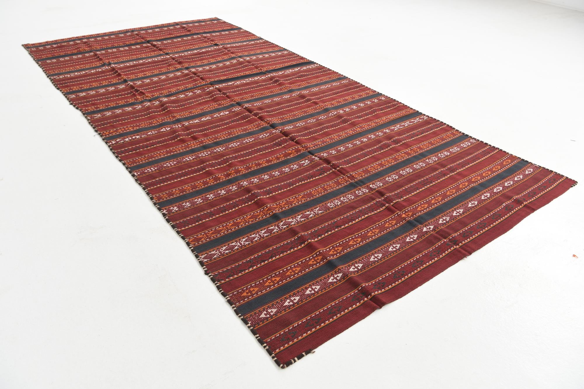 5' 9 x 12' Hand Knotted Kilim Fars Persian Wool Runner Rug