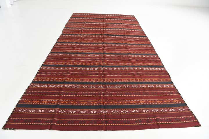 5' 9 x 12' Hand Knotted Kilim Fars Persian Wool Runner Rug
