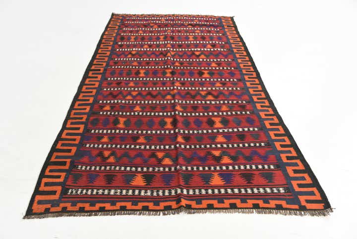 4' 7 x 9' 5 Hand Woven Kilim Fars Wool Runner Rug