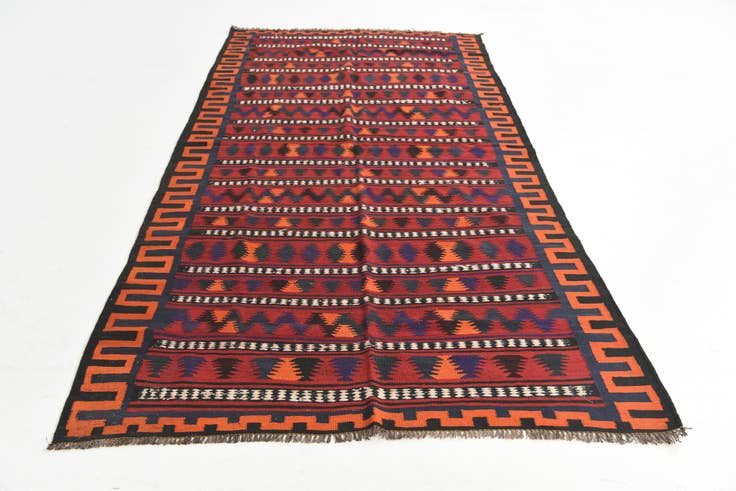 Detail image of 4' 7 x 9' 5 Hand Woven Kilim Fars Wool Runner Rug