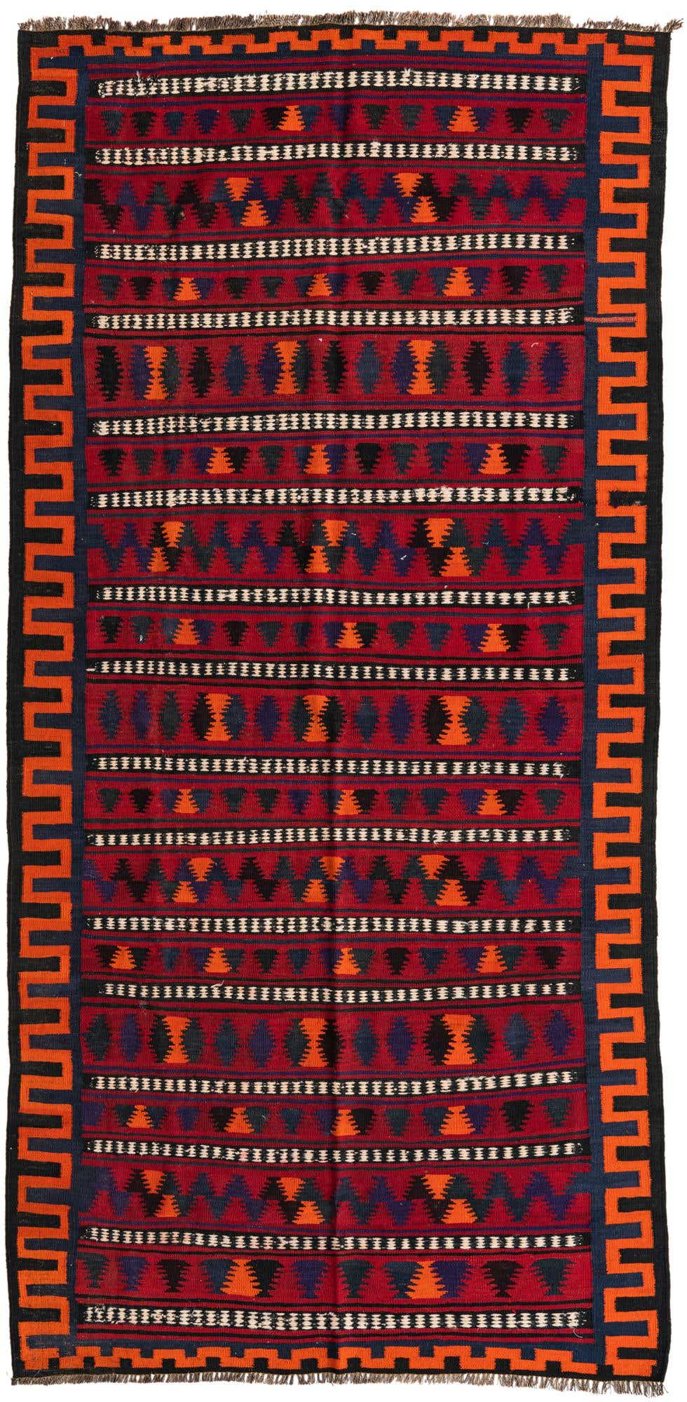 4' 7 x 9' 5 Hand Woven Kilim Fars Wool Runner Rug