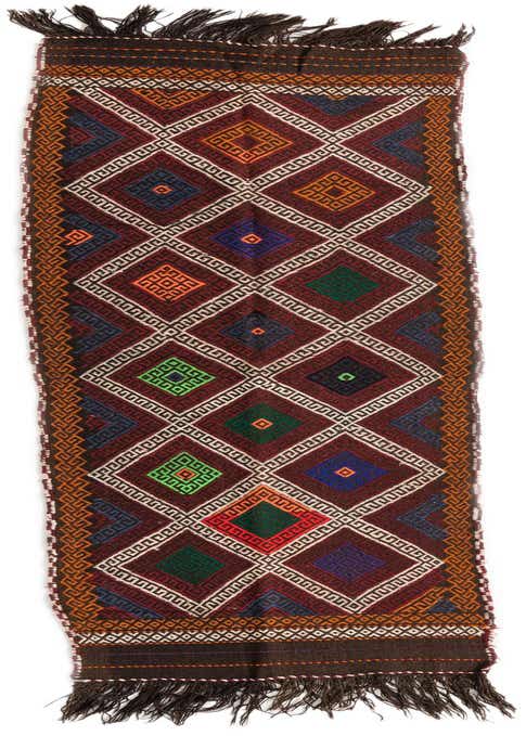 2' 3 x 9' Hand Knotted Kilim Fars Persian Wool Runner Rug