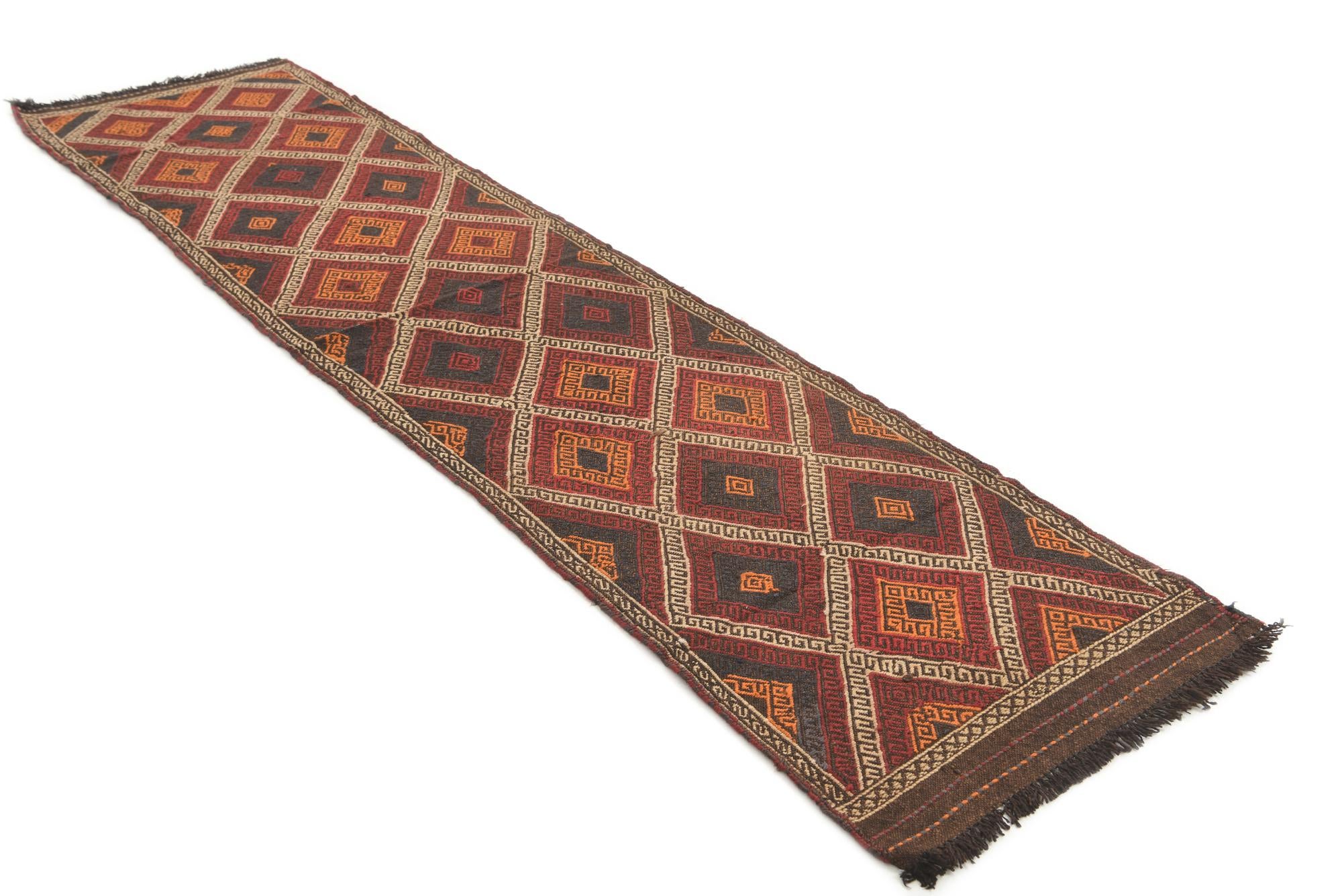 2' 5 x 10' Hand Knotted Kilim Fars Persian Wool Runner Rug