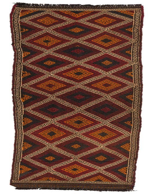 Detail image of 2' 5 x 10' Hand Knotted Kilim Fars Persian Wool Runner Rug