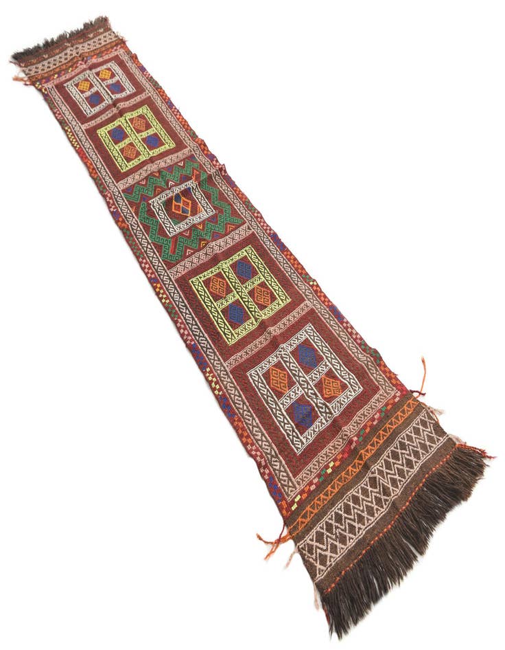 Detail image of 2' x 9' 6  Hand Knotted Kilim Fars Persian Wool Runner Rug