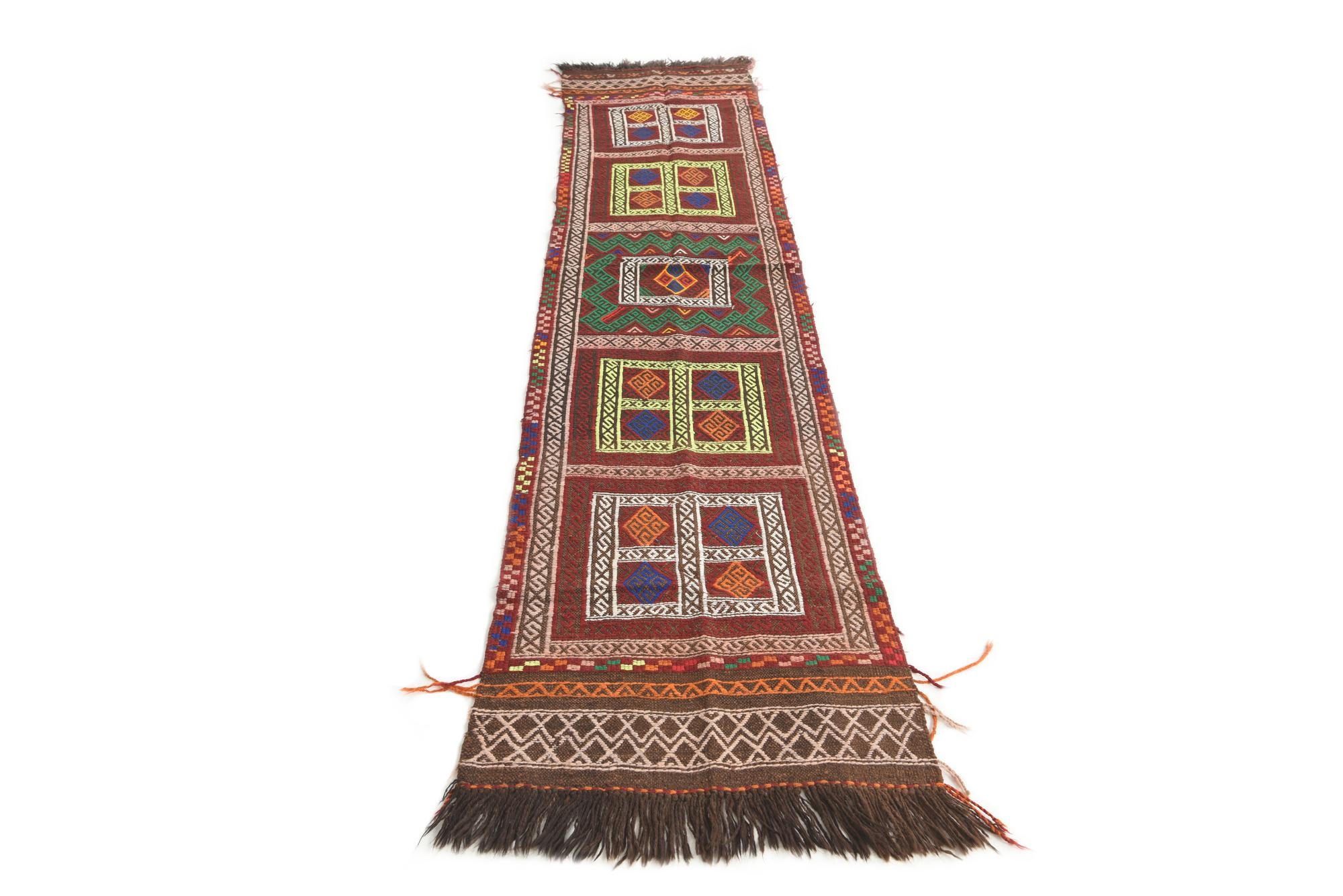2' x 9' 6 Hand Knotted Kilim Fars Persian Wool Runner Rug