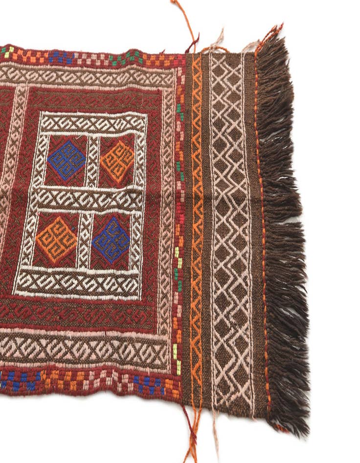 Detail image of 2' x 9' 6  Hand Knotted Kilim Fars Persian Wool Runner Rug